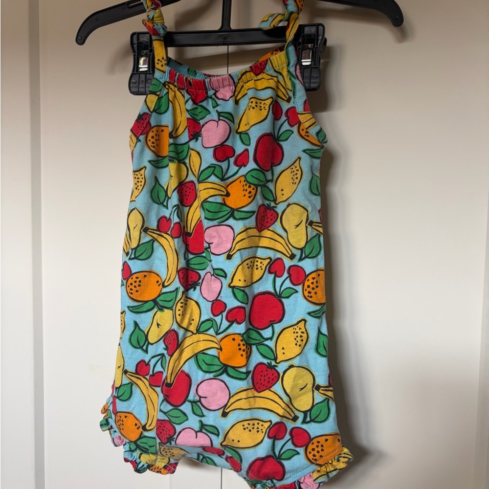 Old Navy Light Blue Fruit-Print Baby Bubble Romper